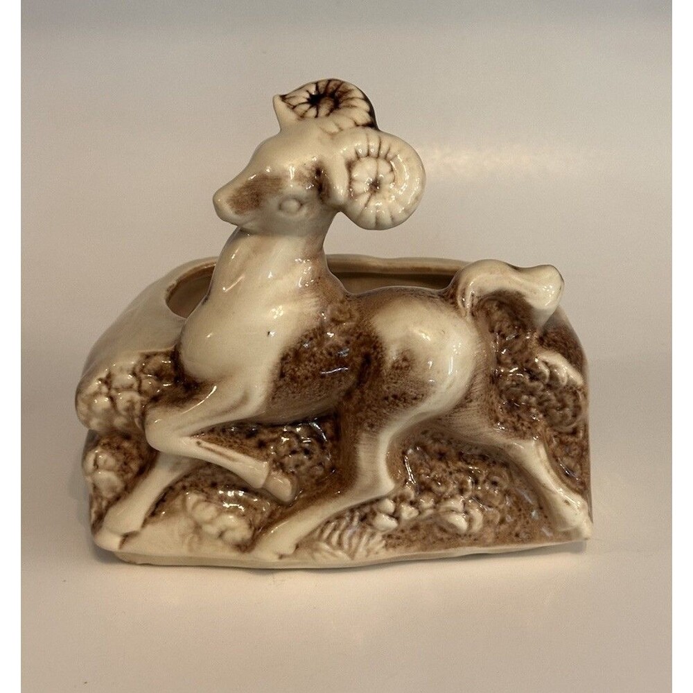Vintage Shawnee Pottery Running Ram Planter #515 Mountain Goat Ceramic Vase
